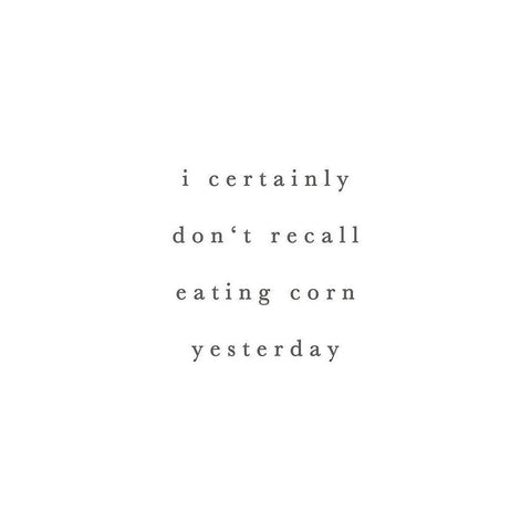 Dont Recall Eating Corn White Modern Wood Framed Art Print by Straatsma, Leah