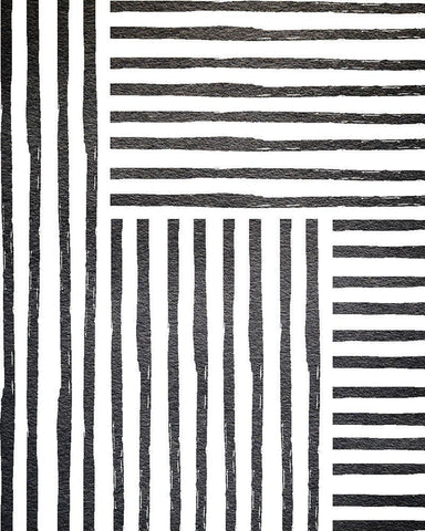 Black White Stipes White Modern Wood Framed Art Print with Double Matting by Straatsma, Leah