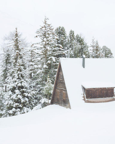 Winter Cabin 2 Black Ornate Wood Framed Art Print with Double Matting by Straatsma, Leah