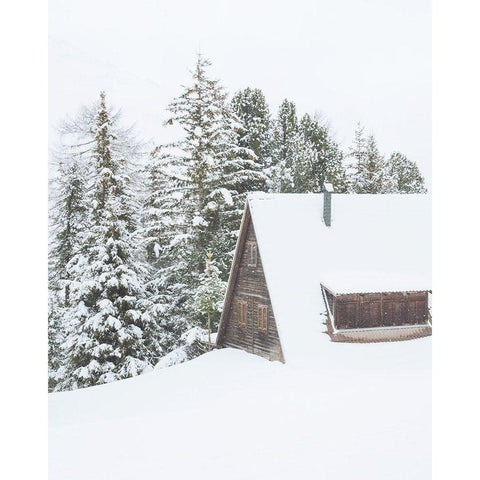 Winter Cabin 2 Black Modern Wood Framed Art Print with Double Matting by Straatsma, Leah