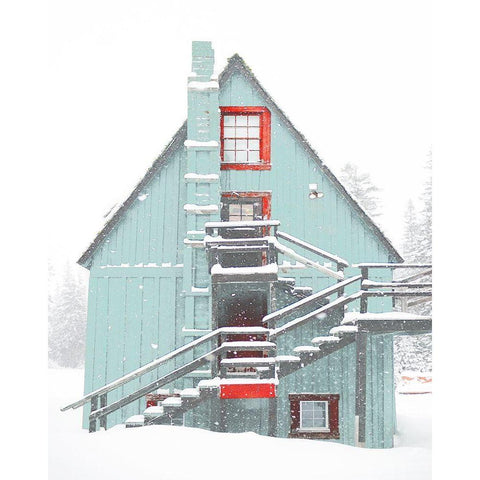 Christmas Cabin White Modern Wood Framed Art Print by Straatsma, Leah