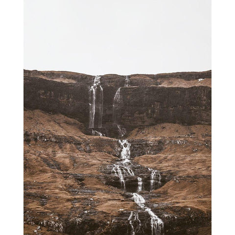 Rugged Landscape with Waterfall Black Modern Wood Framed Art Print with Double Matting by Straatsma, Leah