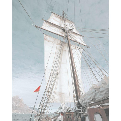 Giant Ship With Sail and Mountain Gold Ornate Wood Framed Art Print with Double Matting by Straatsma, Leah