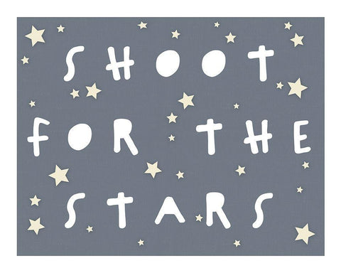 Shoot For The Stars Blues White Modern Wood Framed Art Print with Double Matting by Straatsma, Leah