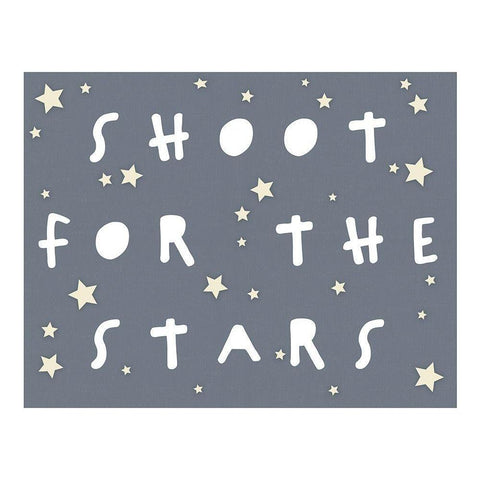 Shoot For The Stars Blues Black Modern Wood Framed Art Print with Double Matting by Straatsma, Leah