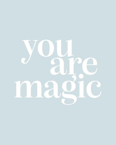 You Are Magic Baby Blue White Modern Wood Framed Art Print with Double Matting by Straatsma, Leah