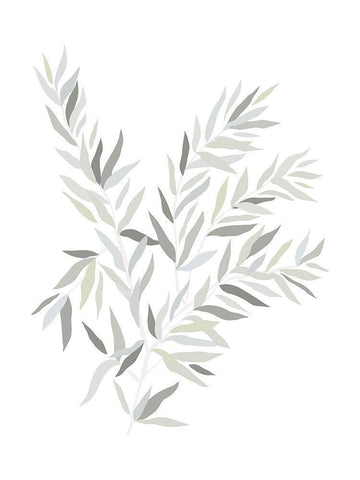 Neutral Leaves White Modern Wood Framed Art Print with Double Matting by Straatsma, Leah