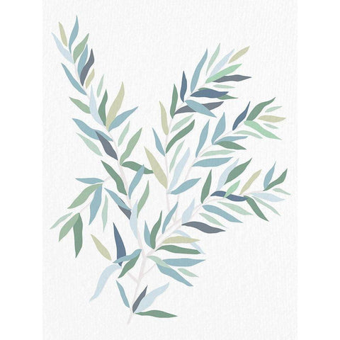 Jaded Leaves White Modern Wood Framed Art Print by Straatsma, Leah