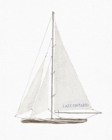 Lake Ontario Sailboat White Modern Wood Framed Art Print with Double Matting by Straatsma, Leah