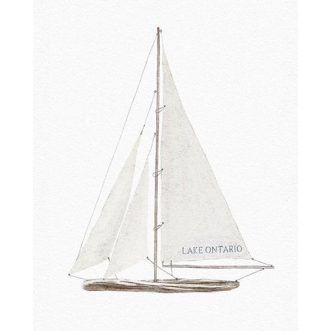 Lake Ontario Sailboat White Modern Wood Framed Art Print by Straatsma, Leah