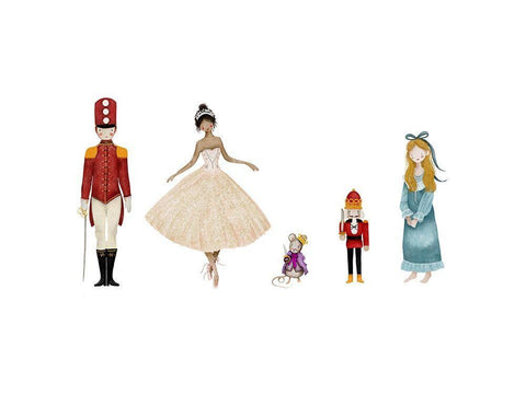 Nutcracker Cast White Modern Wood Framed Art Print with Double Matting by Straatsma, Leah