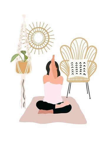 Calming Yoga Black Ornate Wood Framed Art Print with Double Matting by Straatsma, Leah