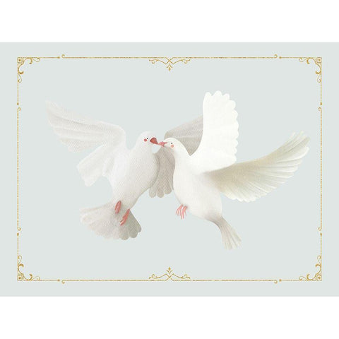 Christmas Doves White Modern Wood Framed Art Print by Straatsma, Leah