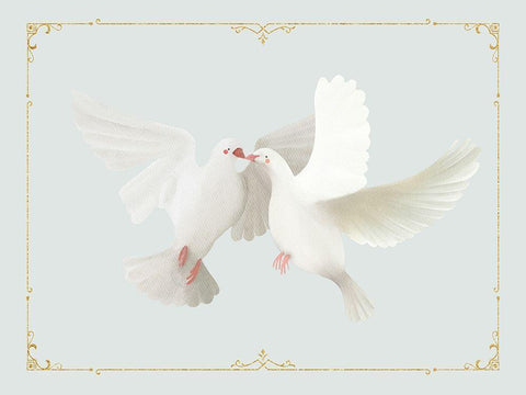 Christmas Doves White Modern Wood Framed Art Print with Double Matting by Straatsma, Leah