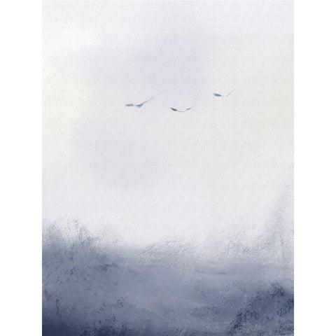 Birds Ocean Storm 2 White Modern Wood Framed Art Print by Straatsma, Leah