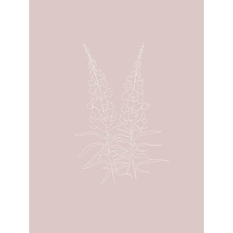 Line Wild Flowers Pink White Modern Wood Framed Art Print by Straatsma, Leah