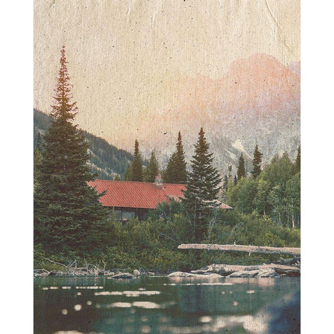 Cabin Scene White Modern Wood Framed Art Print by Straatsma, Leah