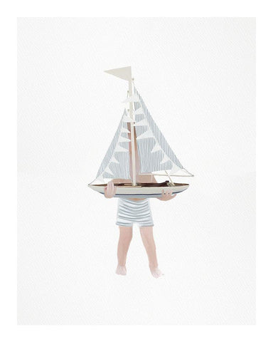 SailBoy White Modern Wood Framed Art Print with Double Matting by Straatsma, Leah