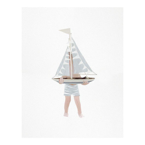 SailBoy White Modern Wood Framed Art Print by Straatsma, Leah