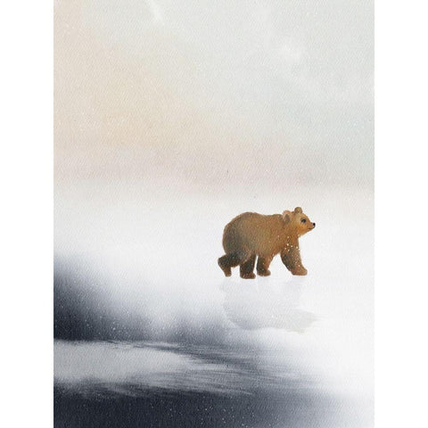 Bear On Ice Gold Ornate Wood Framed Art Print with Double Matting by Straatsma, Leah