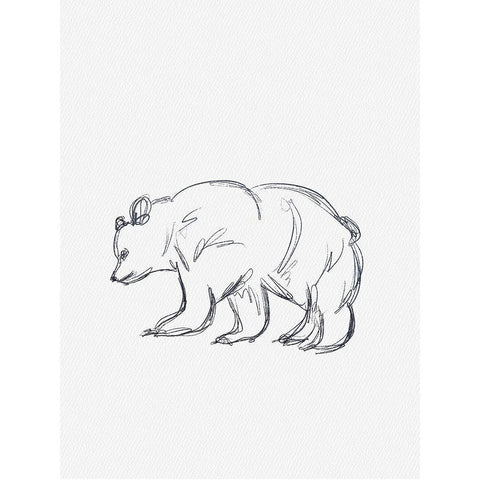 Cabin Minimal Bear Sketch Black Modern Wood Framed Art Print with Double Matting by Straatsma, Leah