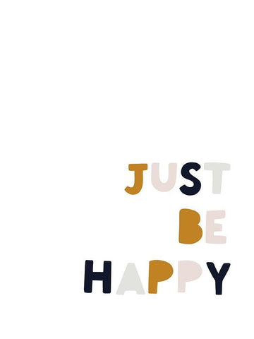 Just Be Happy Black Ornate Wood Framed Art Print with Double Matting by Straatsma, Leah