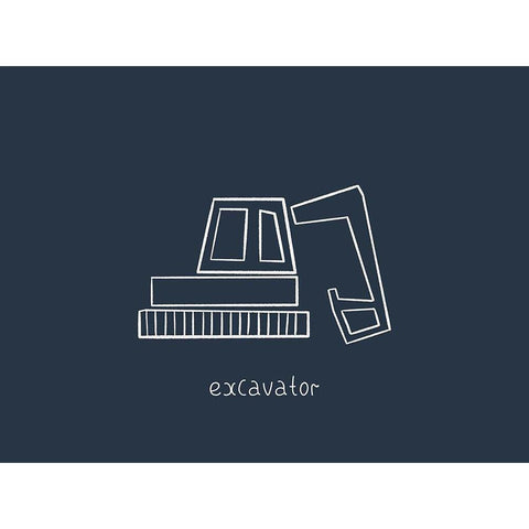 Excavator Navy Black Modern Wood Framed Art Print by Straatsma, Leah