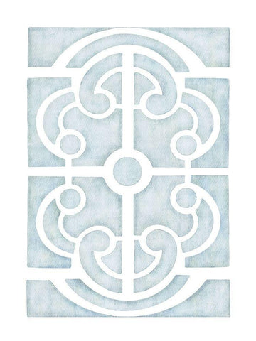 Blue Parterre White Modern Wood Framed Art Print with Double Matting by Straatsma, Leah