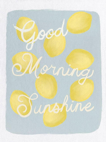 Good Morning Sunshine Lemons White Modern Wood Framed Art Print with Double Matting by Straatsma, Leah