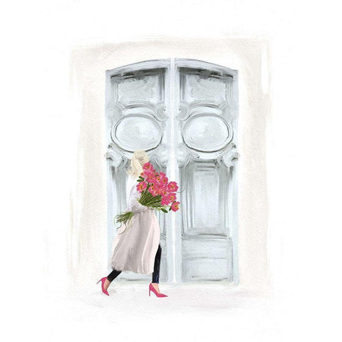 Morning Walk in Belle Paris Black Modern Wood Framed Art Print with Double Matting by Straatsma, Leah