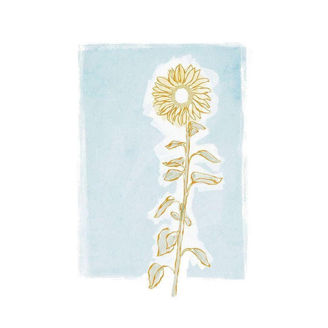 Sunflower and Blue Skies White Modern Wood Framed Art Print by Straatsma, Leah