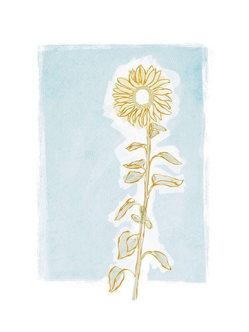 Sunflower and Blue Skies White Modern Wood Framed Art Print with Double Matting by Straatsma, Leah