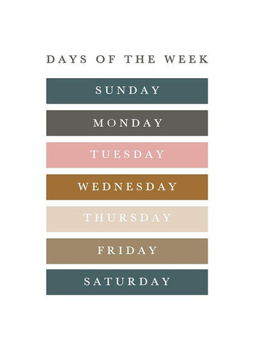 Days of the Week Fall Gems White Modern Wood Framed Art Print with Double Matting by Straatsma, Leah