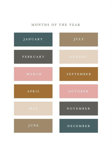 Months of the Year Fall Gems White Modern Wood Framed Art Print with Double Matting by Straatsma, Leah