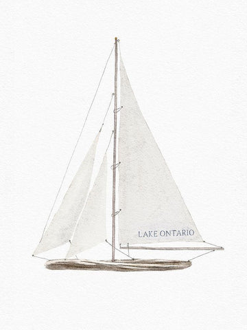 Lake Ontario Sailboat White Modern Wood Framed Art Print with Double Matting by Straatsma, Leah