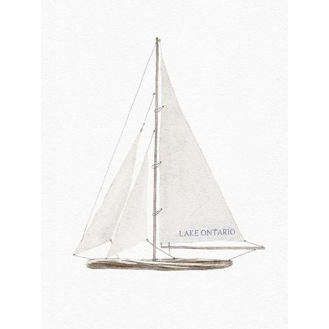 Lake Ontario Sailboat White Modern Wood Framed Art Print by Straatsma, Leah