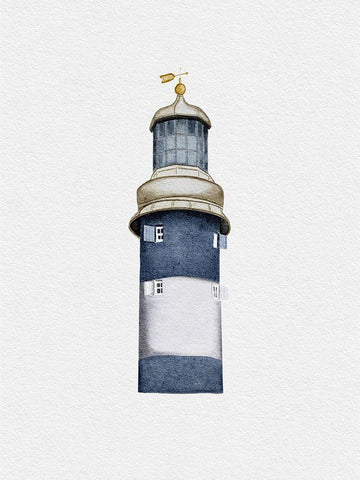 Lighthouse White Modern Wood Framed Art Print with Double Matting by Straatsma, Leah