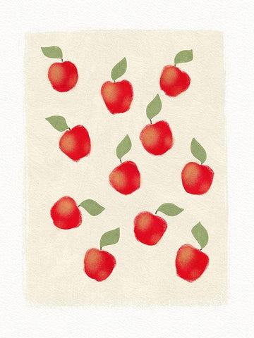 Apples White Modern Wood Framed Art Print with Double Matting by Straatsma, Leah