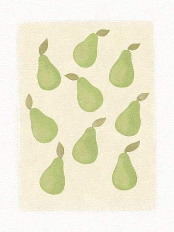 Pears White Modern Wood Framed Art Print with Double Matting by Straatsma, Leah