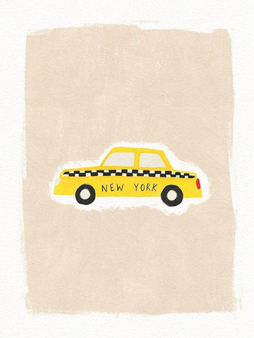 NYC Taxi White Modern Wood Framed Art Print with Double Matting by Straatsma, Leah