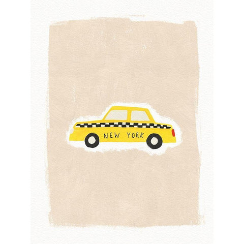 NYC Taxi White Modern Wood Framed Art Print by Straatsma, Leah