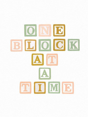 One Block At A Time White Modern Wood Framed Art Print with Double Matting by Straatsma, Leah