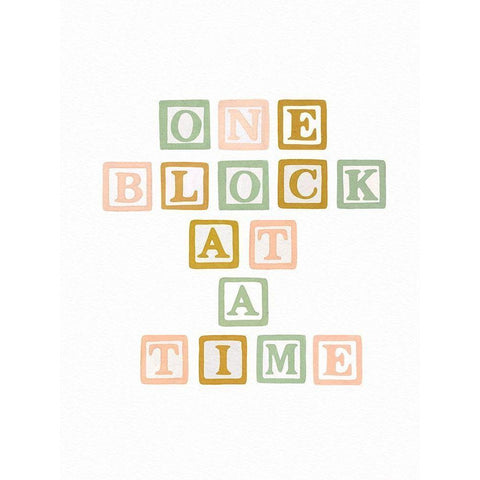 One Block At A Time White Modern Wood Framed Art Print by Straatsma, Leah