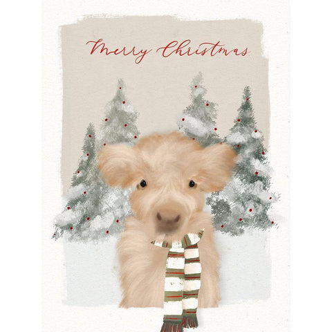 A Cow Christmas Wish White Modern Wood Framed Art Print by Straatsma, Leah