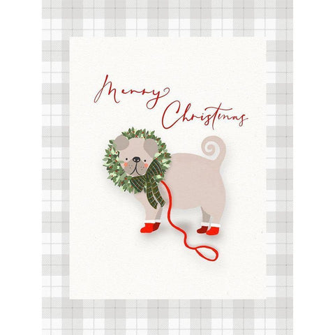 A Puggy Christmas Wish White Modern Wood Framed Art Print by Straatsma, Leah