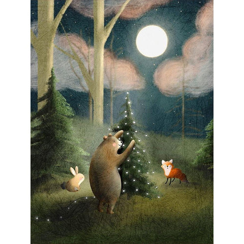 And to All A Good Night Gold Ornate Wood Framed Art Print with Double Matting by Straatsma, Leah