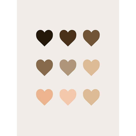 Coloured Hearts Black Modern Wood Framed Art Print with Double Matting by Straatsma, Leah