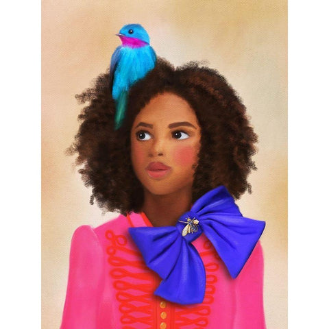 Lucy And Her Bird Millie Black Modern Wood Framed Art Print by Straatsma, Leah