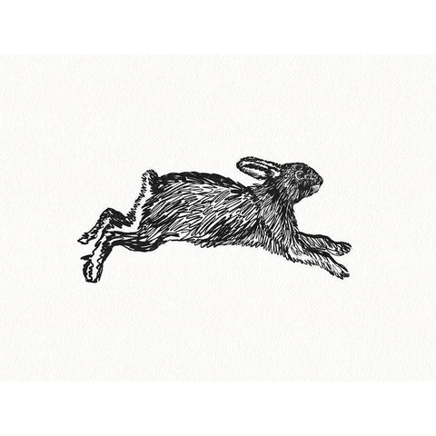 Inky Hare White Modern Wood Framed Art Print by Straatsma, Leah