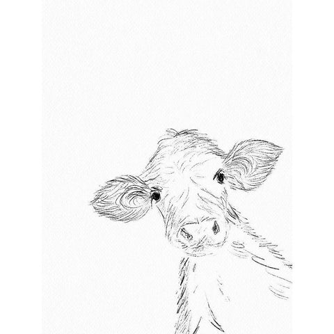 Hello Cow White Modern Wood Framed Art Print by Straatsma, Leah